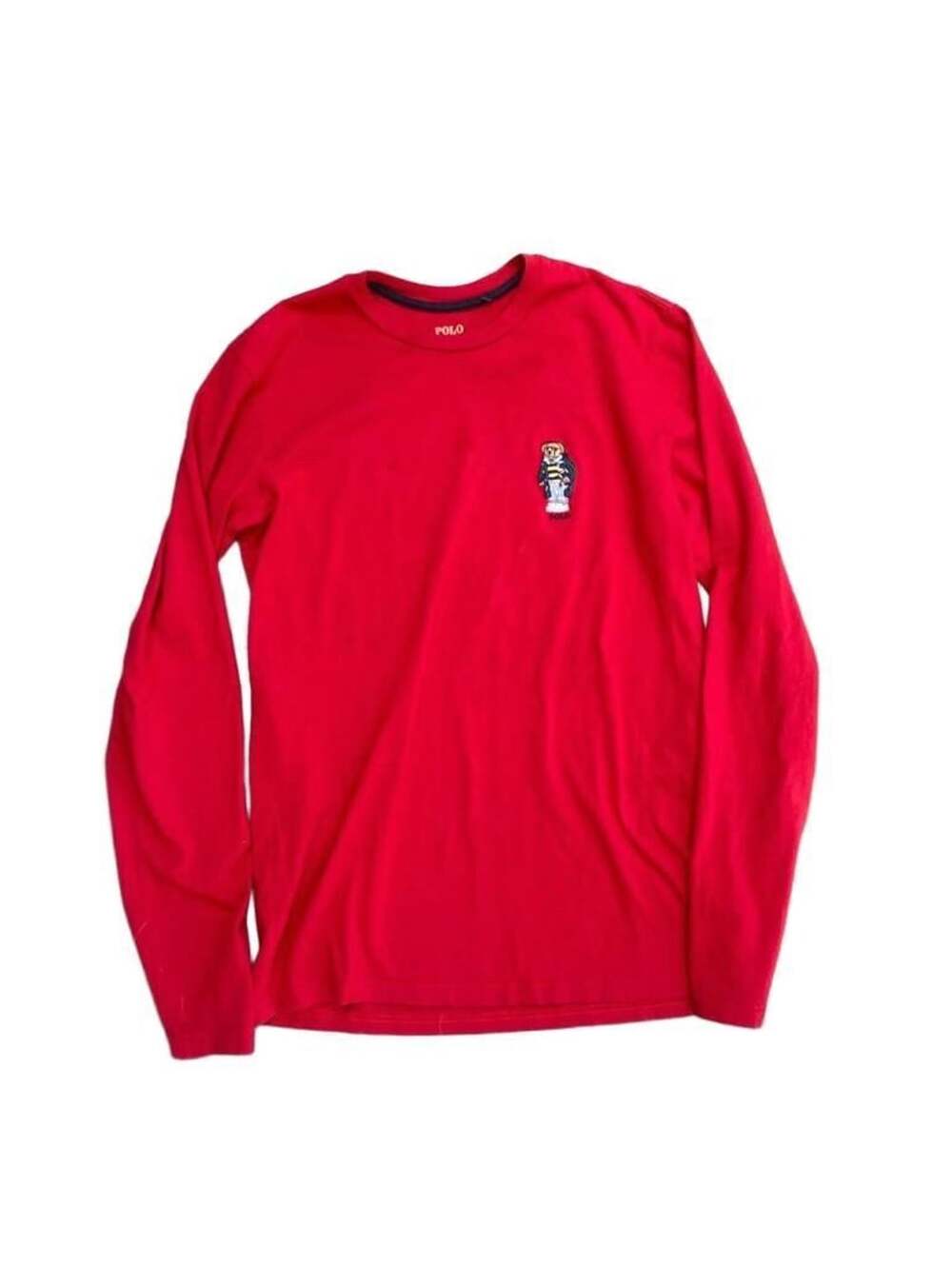 Polo Ralph Lauren Men's Red Polo Bear Long Sleeve T-Shirt Size S